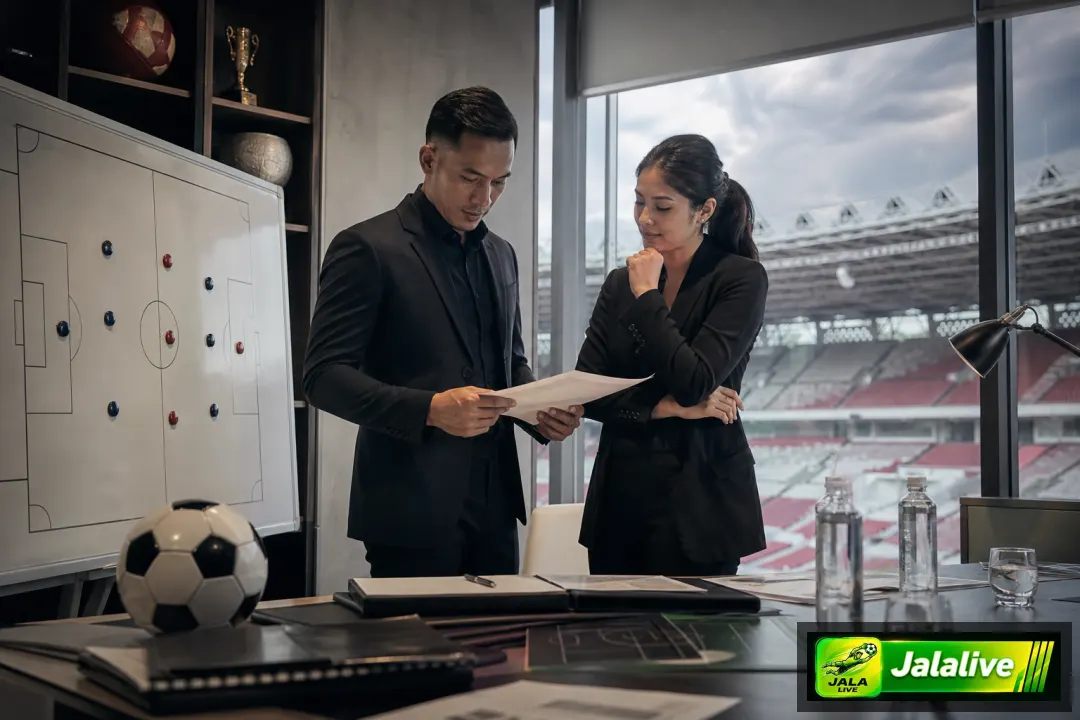 Ilustrasi editorial tentang skema lisensi klub sepak bola Indonesia